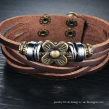 2015 neue Art und Weiseschmucksachelederarmbandqualitätskuhleder multiblumenmänner beiläufiges ledernes Armband PH825